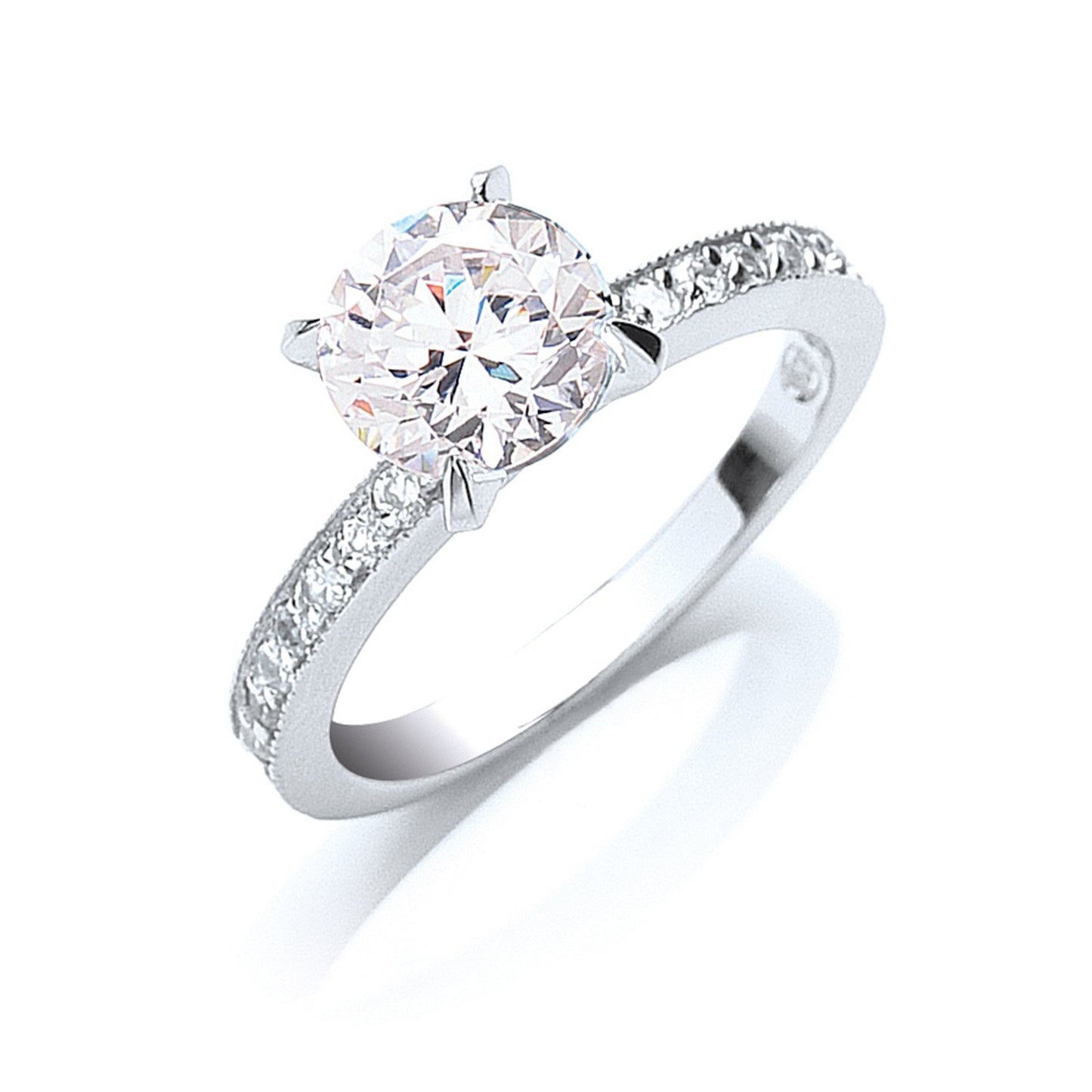 Silver Claw Set Cubic Zirconia Solitaire Ring