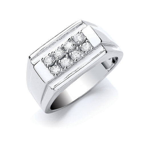 Silver Gents Cubic Zirconia Ring