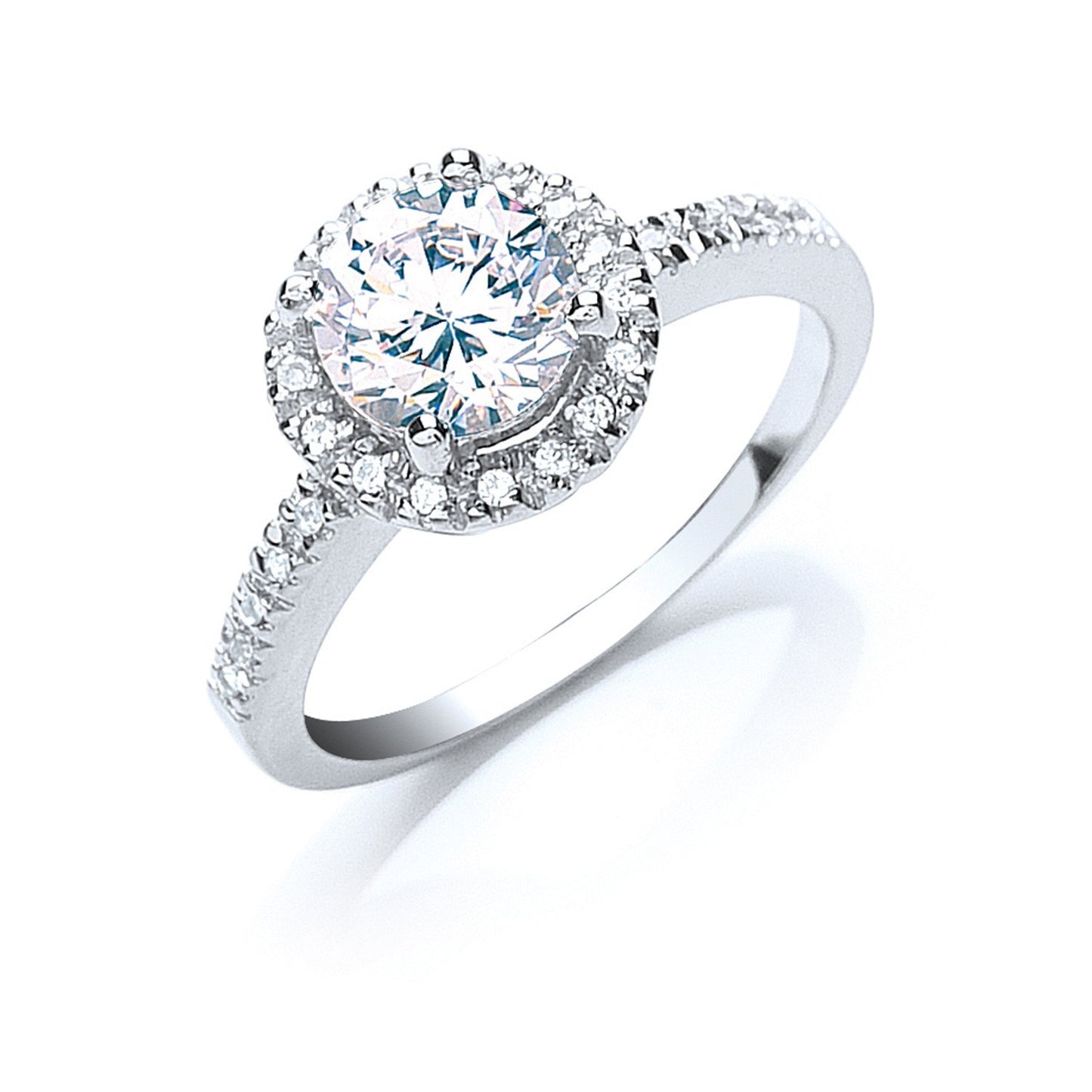 Silver Claw Set Cubic Zirconia Solitaire Ring