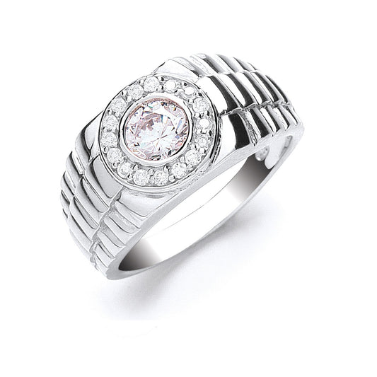 Silver Gents Cubic Zirconia Ring