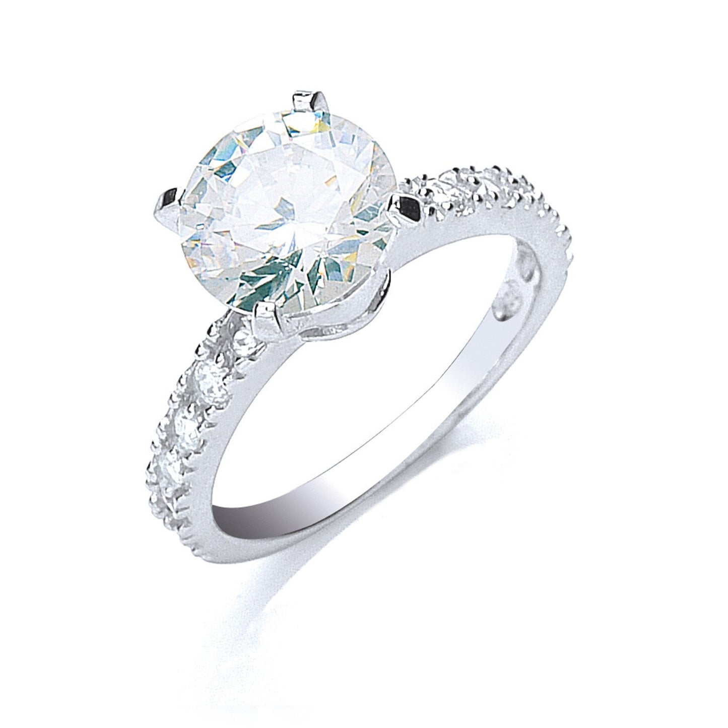 Silver Claw Set Cubic Zirconia Solitaire Ring