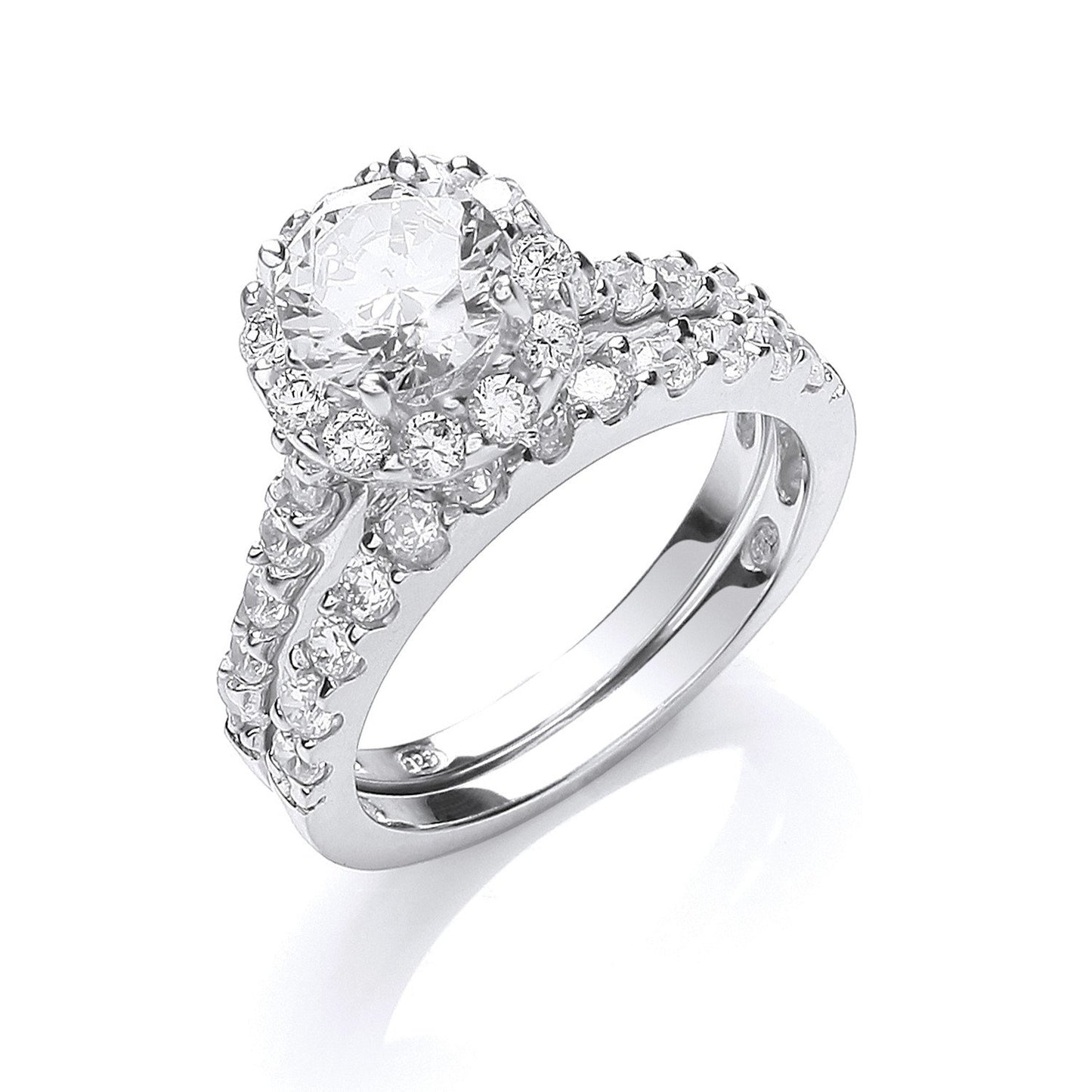 Silver Bridal Set Cubic Zirconia Rings