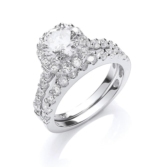 Silver Bridal Set Cubic Zirconia Rings