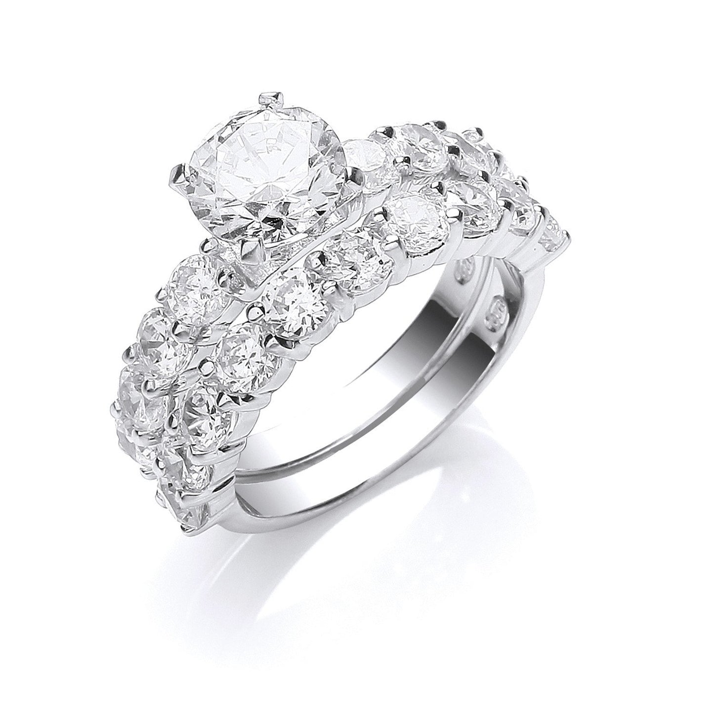 Silver Bridal Set Cubic Zirconia Rings