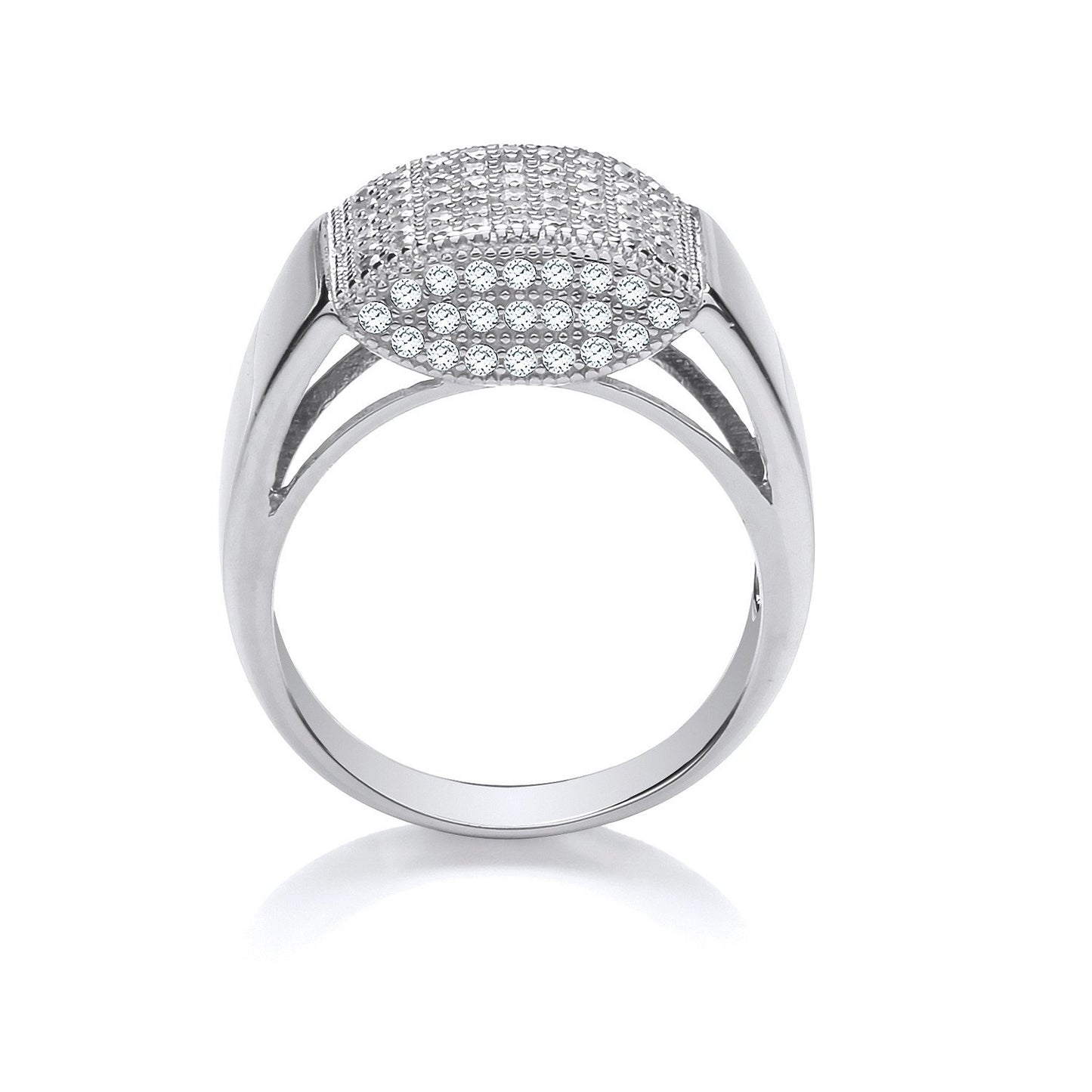 Silver Micro-pave Cubic Zirconia Gents Ring