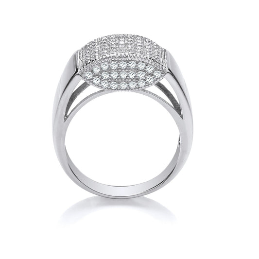 Silver Micro-pave Cubic Zirconia Gents Ring