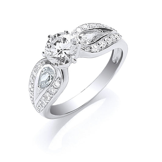 Silver S/s With Cubic Zirconia On Shoulders Ring