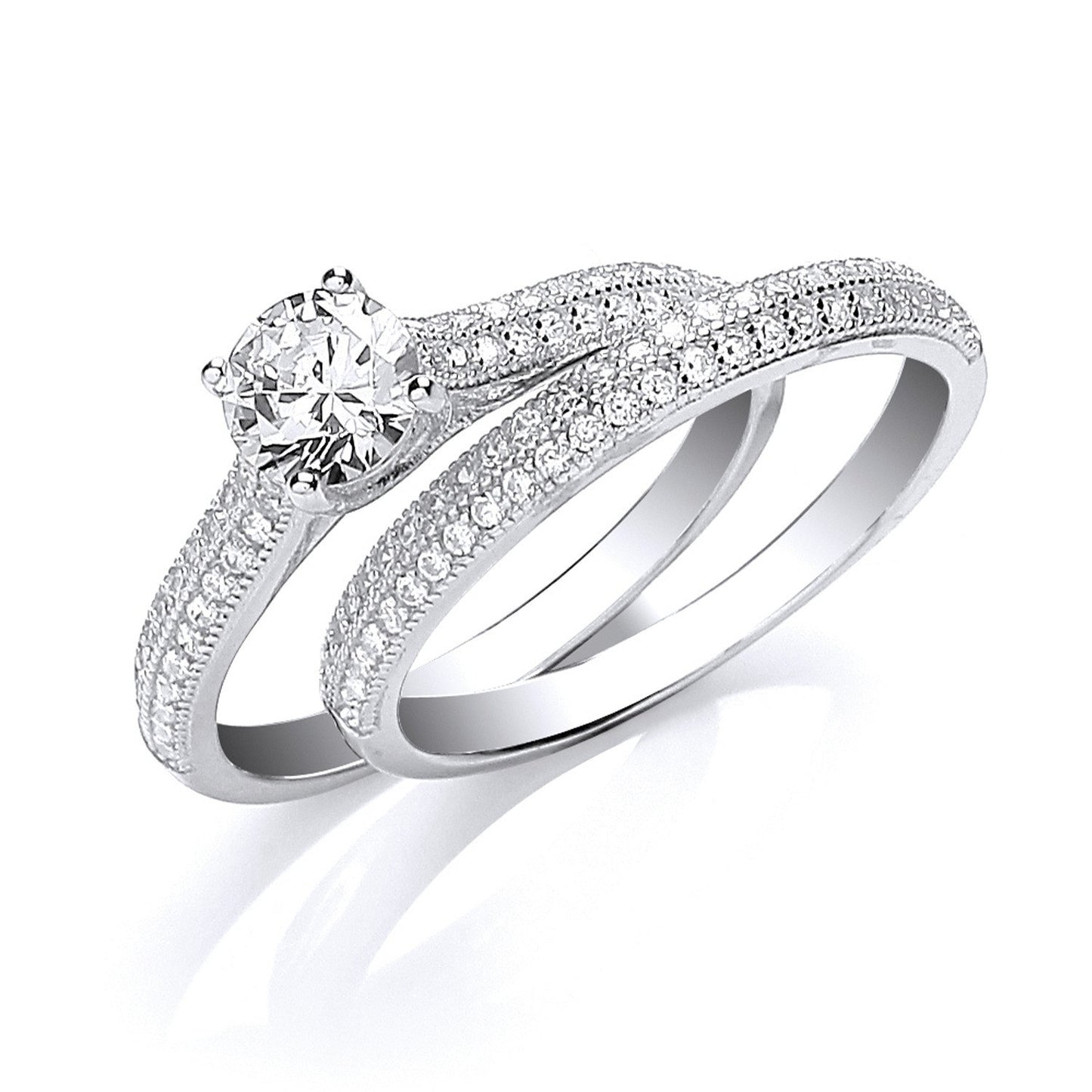 Silver Bridal Half Et With Cubic Zirconia In The Centre Rings