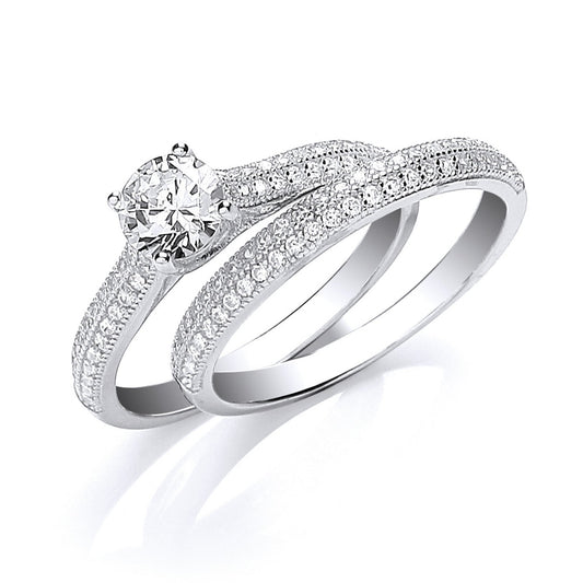 Silver Bridal Half Et With Cubic Zirconia In The Centre Rings