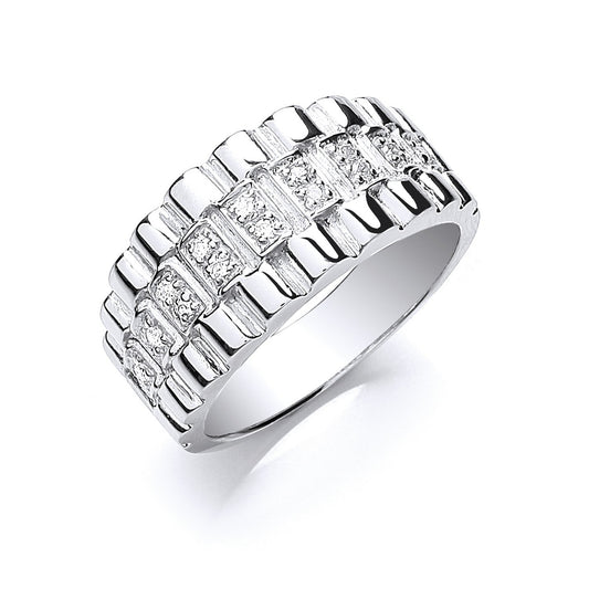 Silver Gents Cubic Zirconia Ring