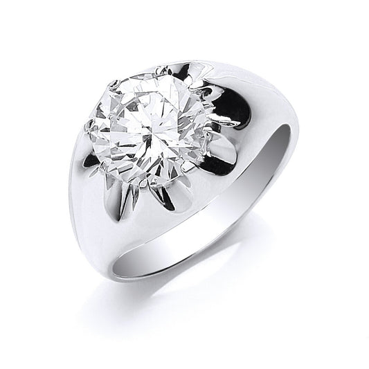 Silver Gents S/s Cubic Zirconia Ring