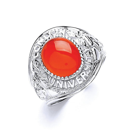 Silver Gents Red Stone College Ring