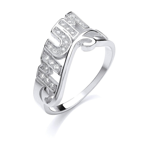 Silver Mum Cubic Zirconia  Ring