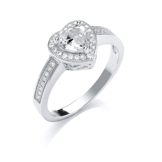 Silver Cubic Zirconia Heart Ring
