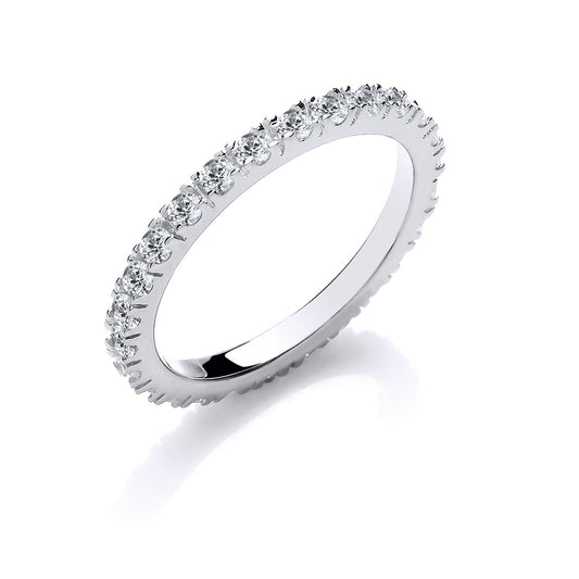 Silver Round Cubic Zirconia Full Et Single Row Ring