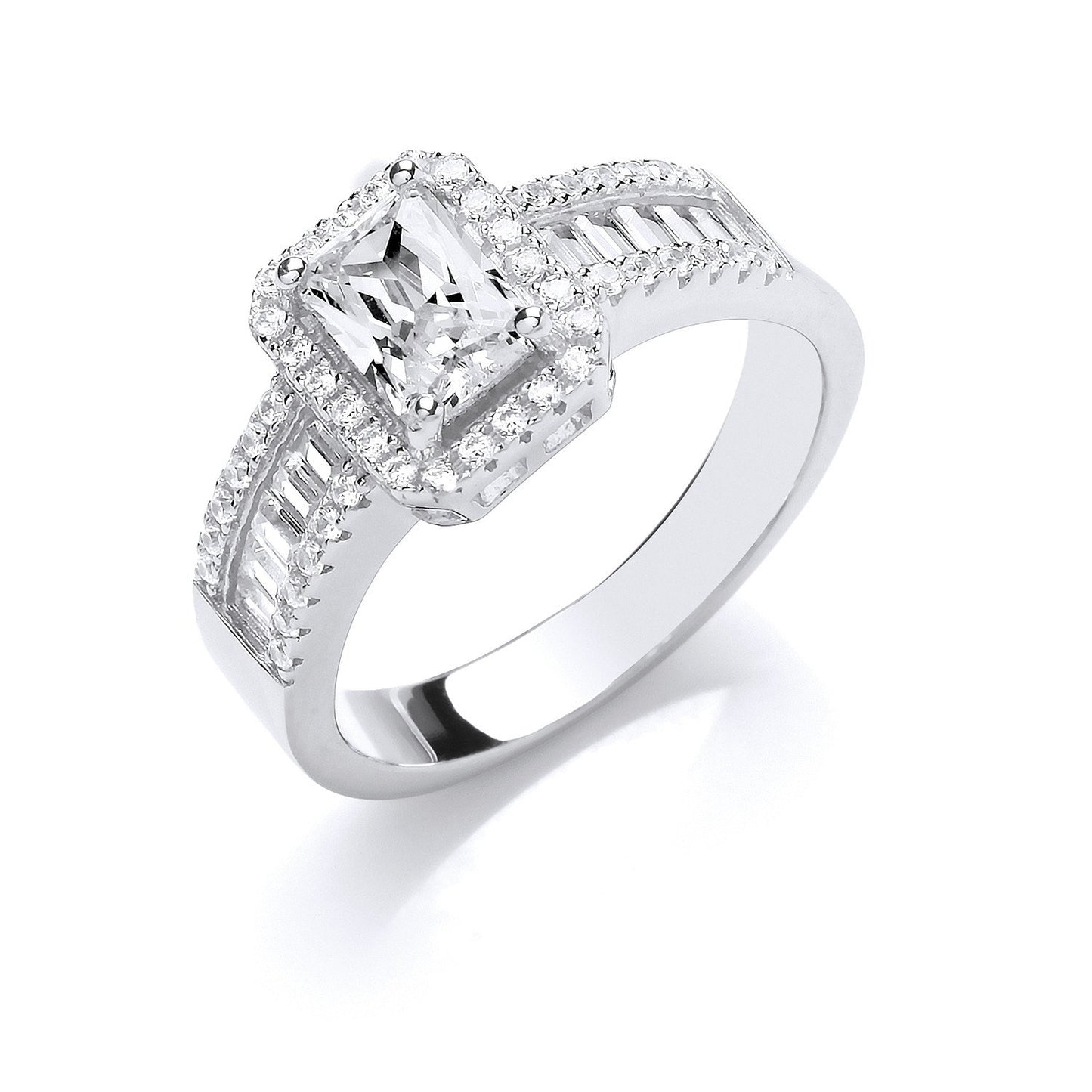 Silver Half Et, Emerald Centre Cubic Zirconia Ring