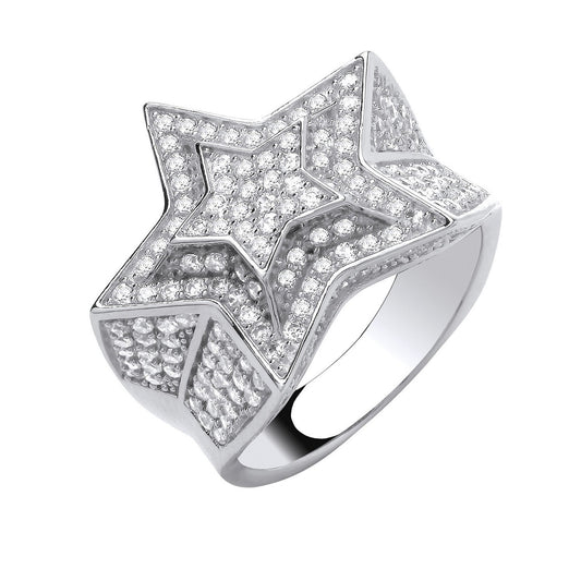 Silver 3d Star Ring