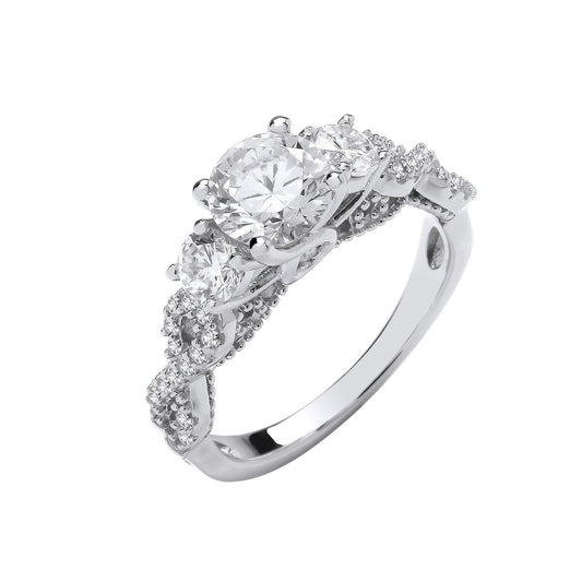 Silver High Setting Trilogy With Infinity Sides Ring