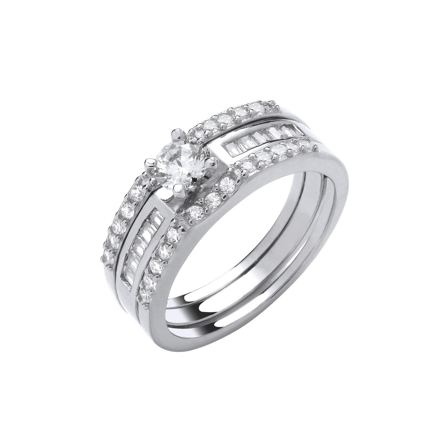 Silver Bridal Set S/s Half Et 3 Rings