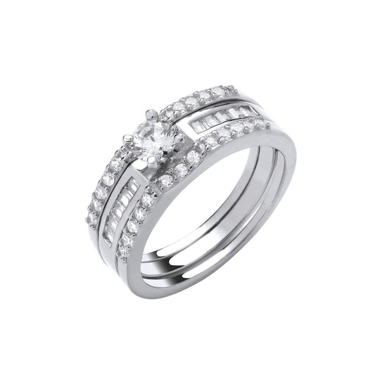 Silver Bridal Set S/s Half Et 3 Rings