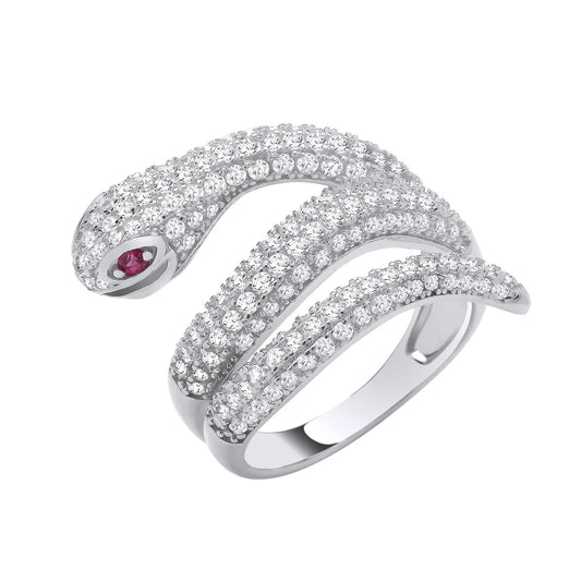 Silver Cubic Zirconia Snake Ring