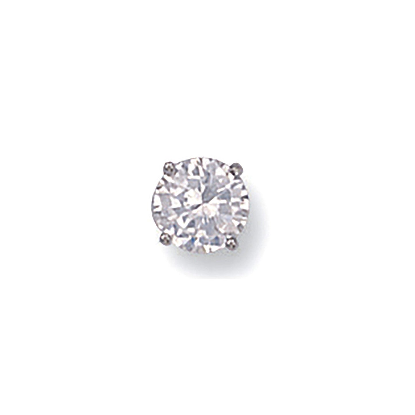 White Gold Gents Claw Set 6mm Cubic Zirconia Man Stud