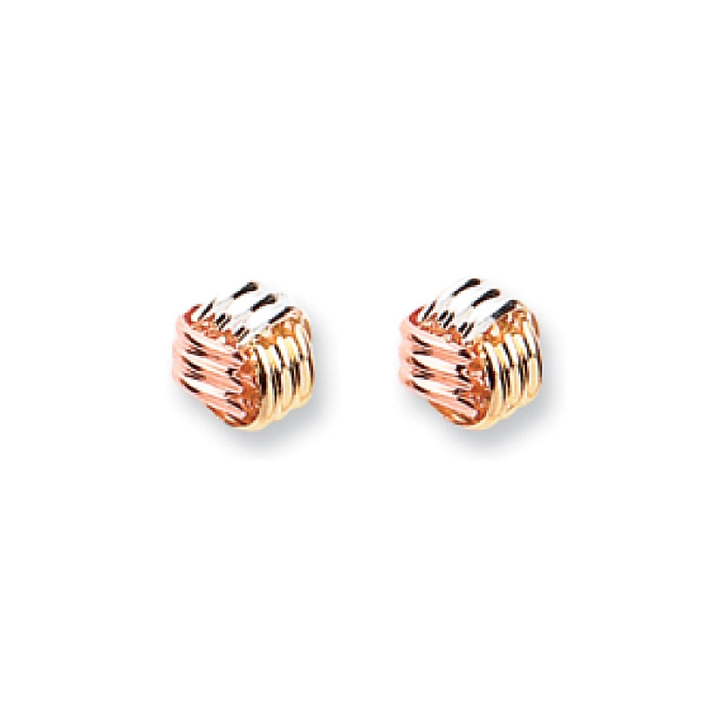 9ct Yellow White & Rose Gold Fancy Knot Studs