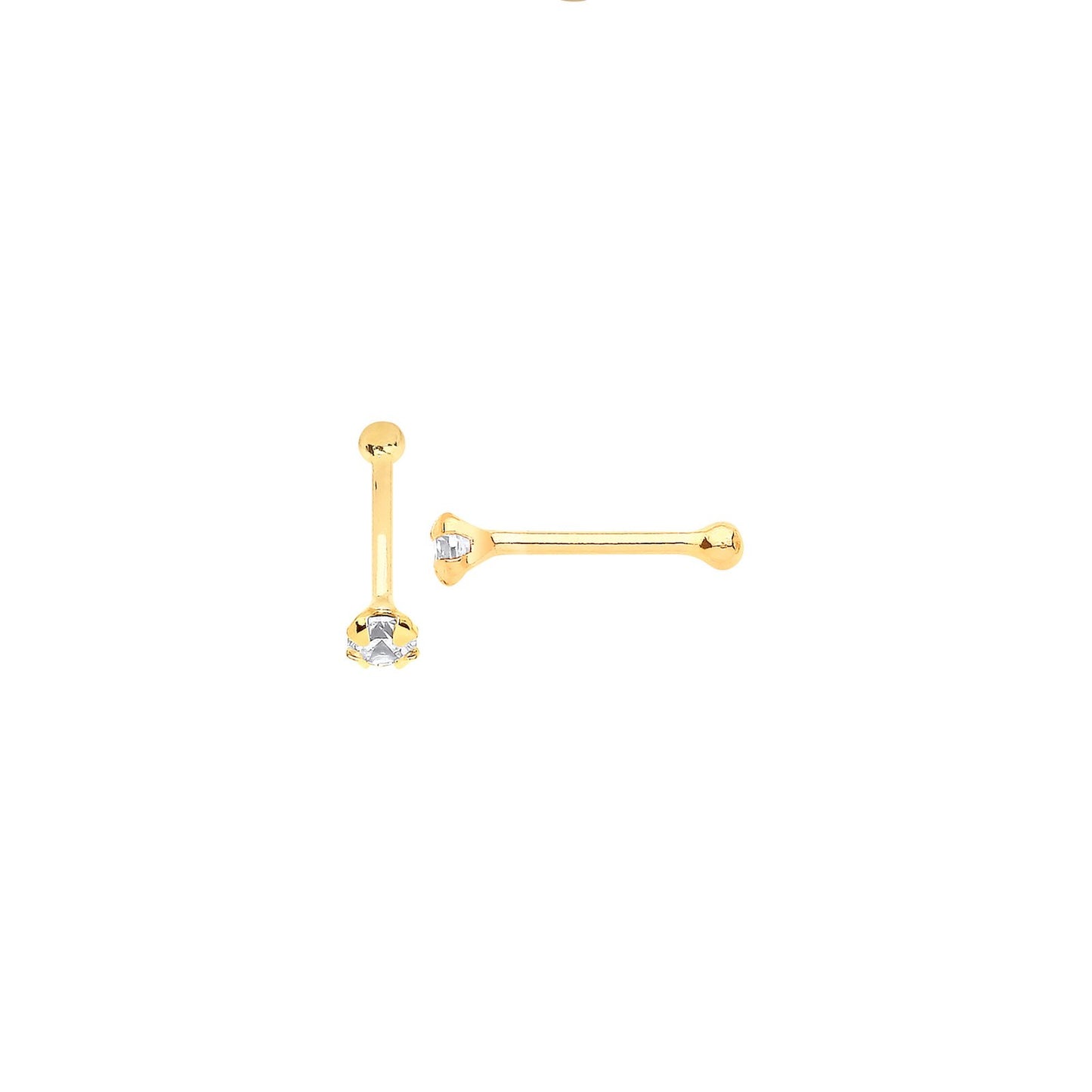 9ct Yellow Gold Claw Set Cubic Zirconia Nose Pin Stud