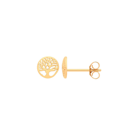 9ct Yellow Gold Tree Of Life Studs