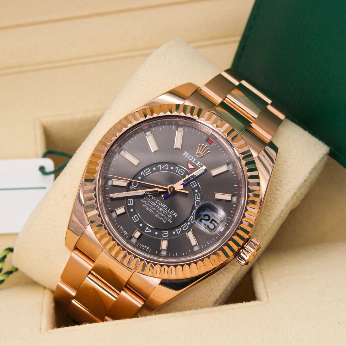 Rolex Sky-Dweller 326935 Rhodium Dial 18K Everose Gold Automatic Men’s Watch on Oyster Bracelet – 2019 Luxury Timepiece