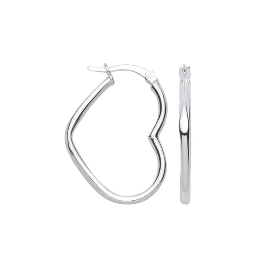 Silver Heart Hoop Earrings