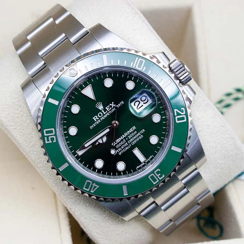 Rolex Submariner 116610LV Hulk Watch – Stainless Steel Green Dial & Bezel Automatic 40mm Discontinued 2019 | Calibre of Time