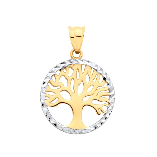 Yellow & White Gold Small Tree of Life Pendant
