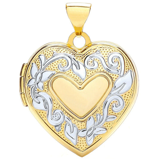 Yellow/White Gold Heart Shaped Family Locket