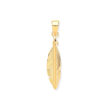 Yellow Gold Feather Leaf Pendant